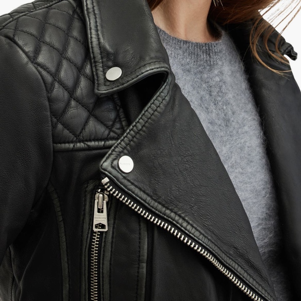NWOT! All Saints Cargo Leather Biker Jacket - Picture 3 of 14